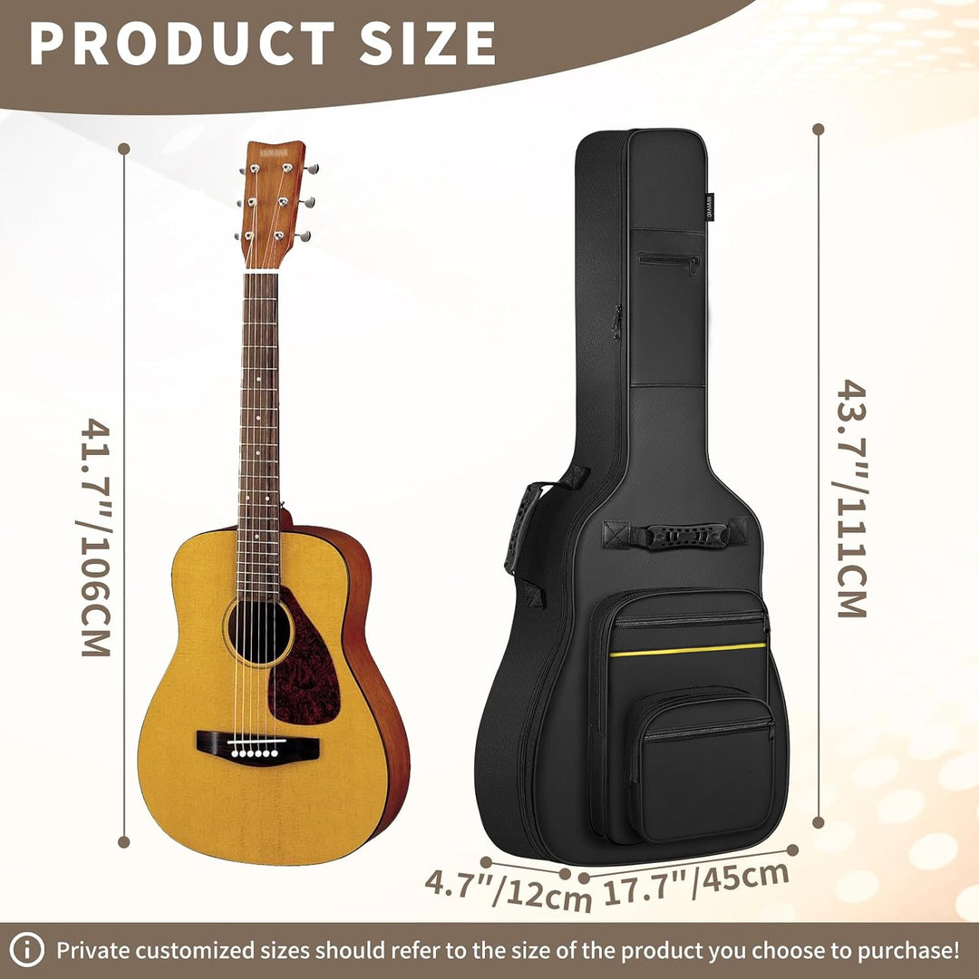 Akustikgitarrentasche, 40/41/42 Zoll Gitarren-Gigbag mit 10 mm dicker Polsterung &amp; mehreren Taschen,