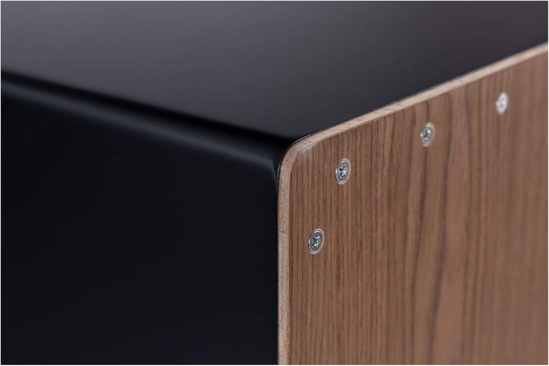 XDrum Cajon El Bajo Bass Port Black/Walnut - Integrierter Bass Port für druckvollen Sound - Trommelk