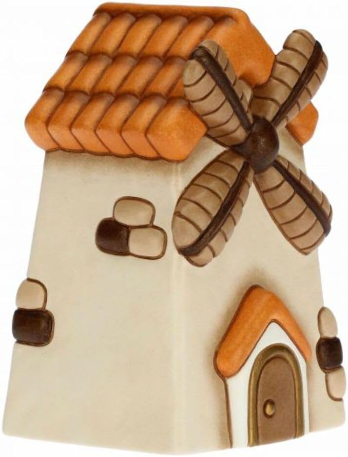 THUN - Krippenfigur Windmühle - Weihnachtsdekoration Haus - Klassische Krippe - Keramik - 7,5 x 7,5
