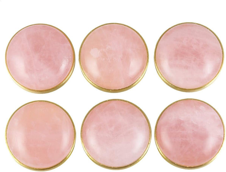 mookaitedecor 4 Stück Rosenquarz Kristall Stein Dekorative Schubladenknöpfe, Moderne Schubladengriff