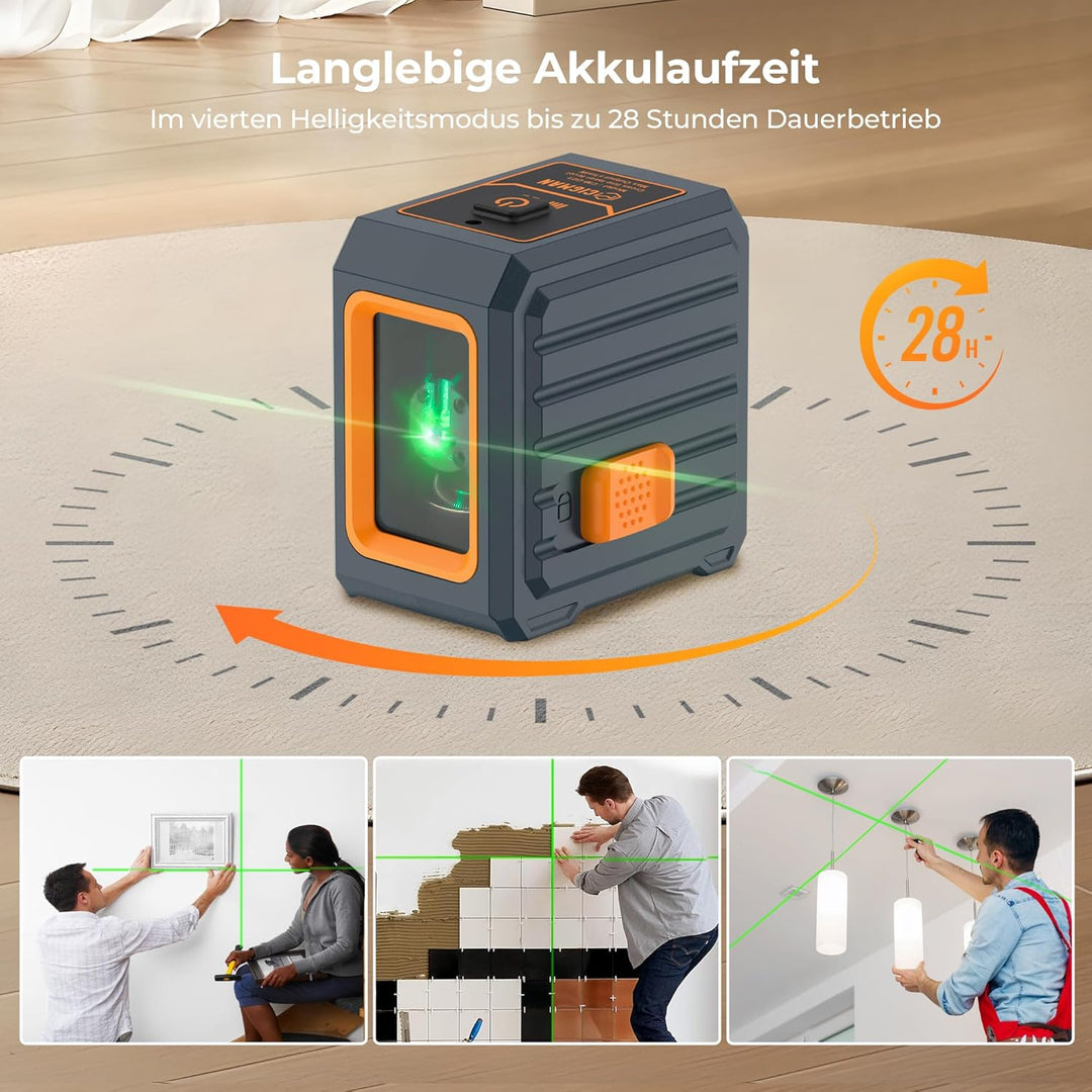 CIGMAN Kreuzlinienlaser mit Stativ, 30M DIY Selbstnivellierendes Laser Wasserwaage, Grüner Kreuzlini