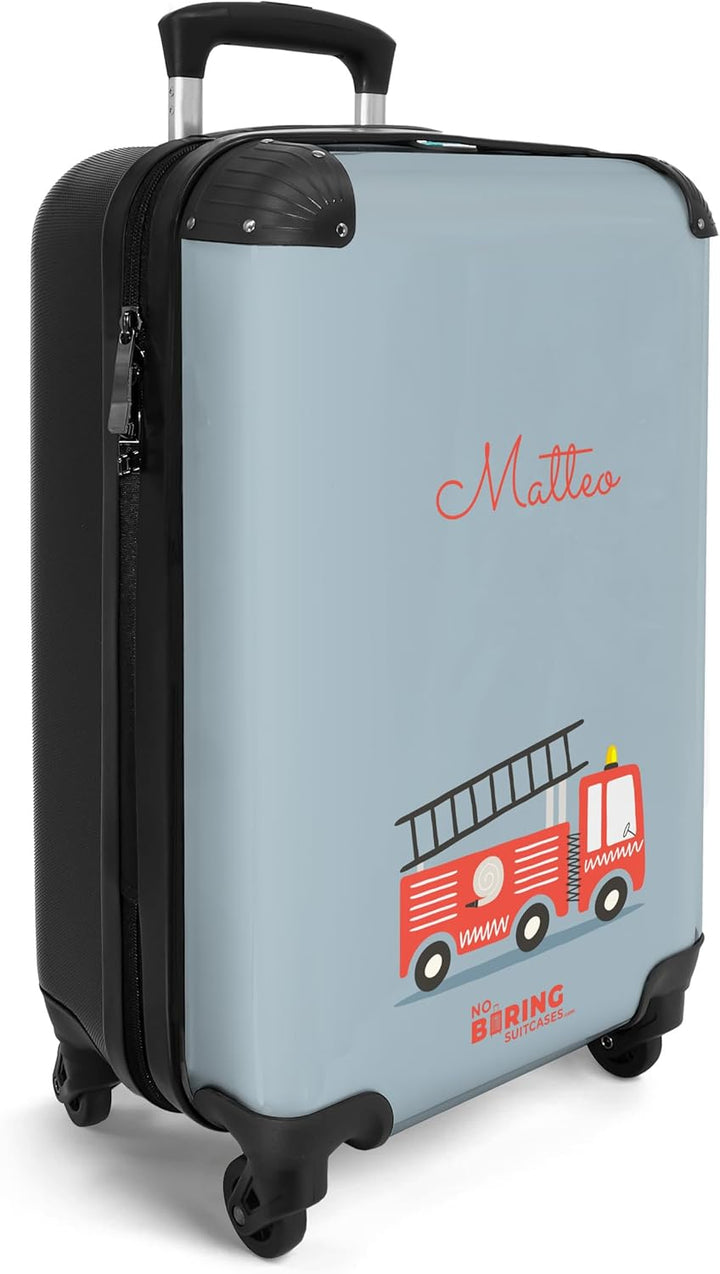 NoBoringSuitcases.com® Kinderkoffer Jungen - Koffer Kinder - Hartschalenkoffer Feuerwehr - Koffer Bl