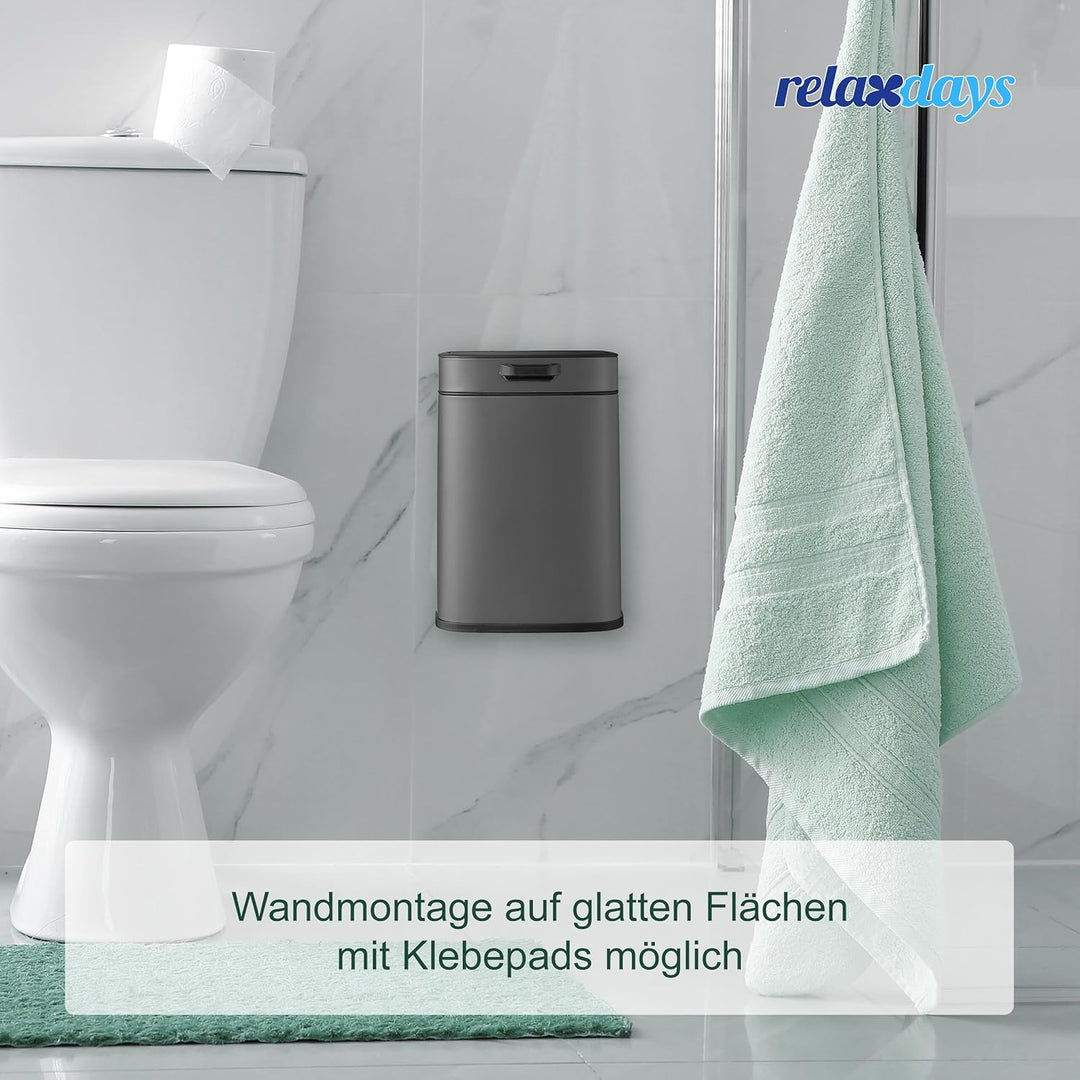Relaxdays Küchenmülleimer 5 L, hängender Biomüllbehälter, Inneneimer, Aufhängung & Klebepads, Türmül