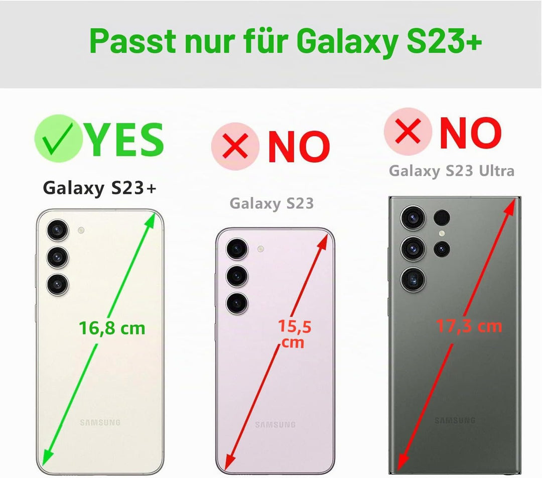 LENSUN Echtleder Hülle für Samsung Galaxy S23 Plus, Handyhülle [Echtes Leder] [Magnetverschluss] [RF
