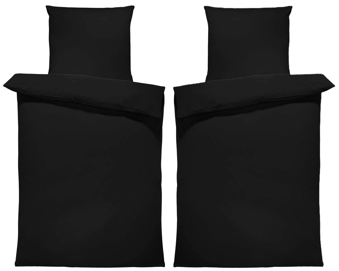 one-home Uni Bettwäsche Einfarbig Mikrofaser Garnituren Bettbezüge Premium Reissverschluss (schwarz,