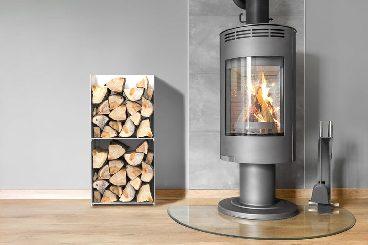 teileplus24 BHS9 Kaminholzregal Innen Aussen | Brennholzregal Metall | Kaminholzkorb | Industrial Lo