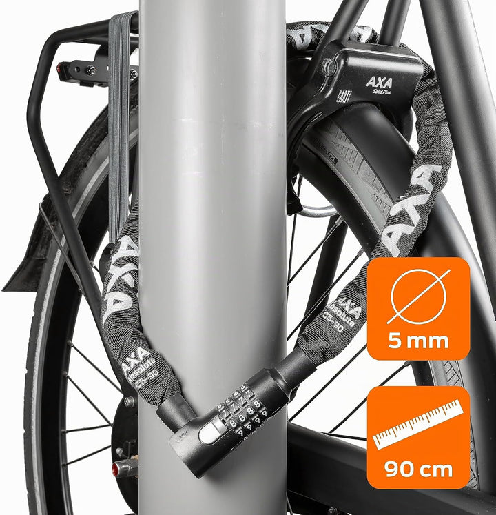 AXA Absolute Code C5-90 – Fahrradschloss Zahlenschloss – Kettenschloss – Sicherheitsstufe 7 – Stahlg