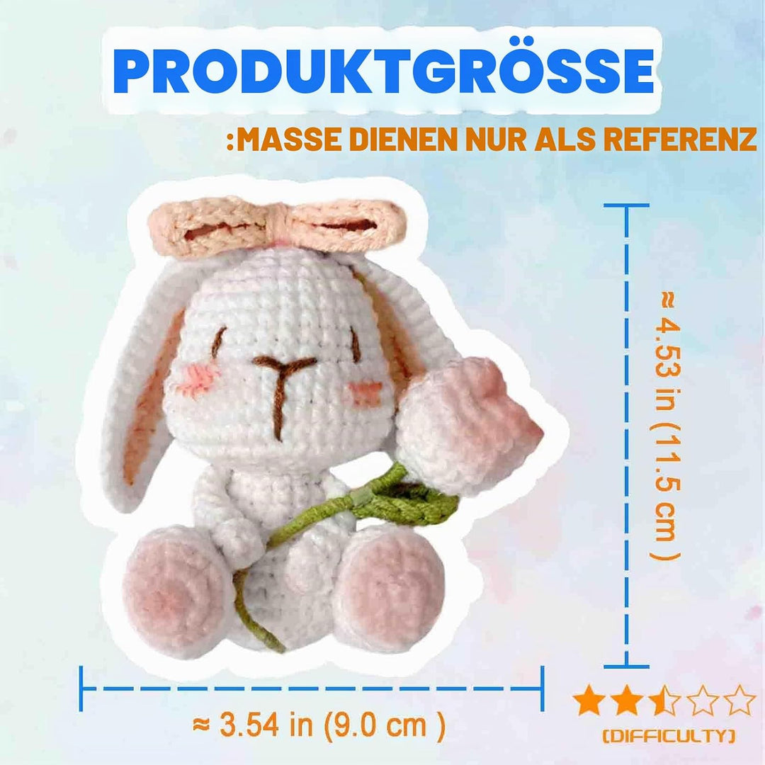 YAMAXIN Häkelset für Anfänger, Kaninchen, Blume, Tier, einfaches Erlernen des Anfängers, Strickset u