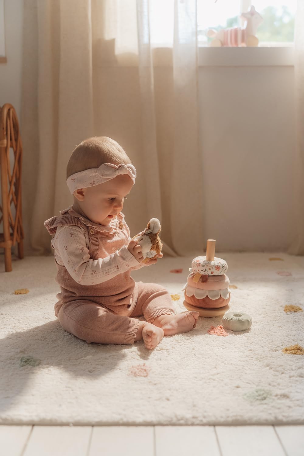 Little Dutch Stapelturm Stapelringe Steckspiel aus Holz und Stoff Baby Kleinkind REH rosa - Fairy Ga