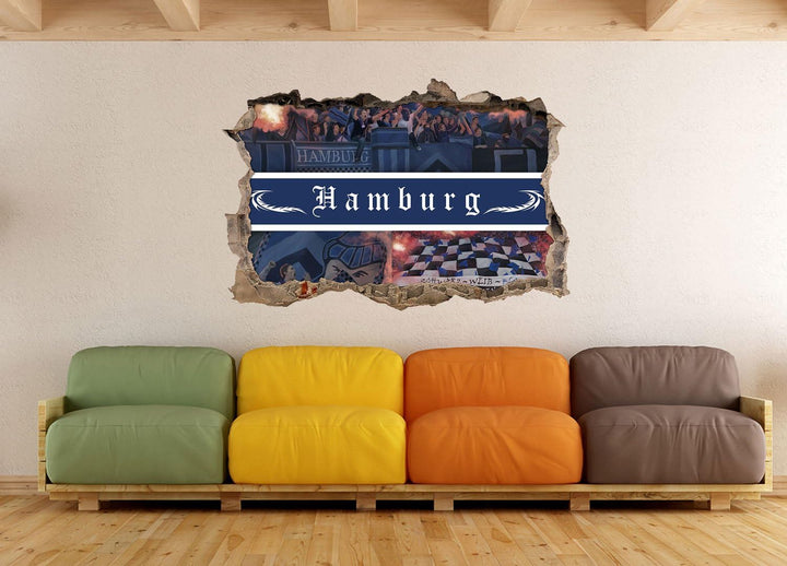 Ultras Hamburg Collage, 3D Wandsticker Format: 62x42cm, Wanddekoration