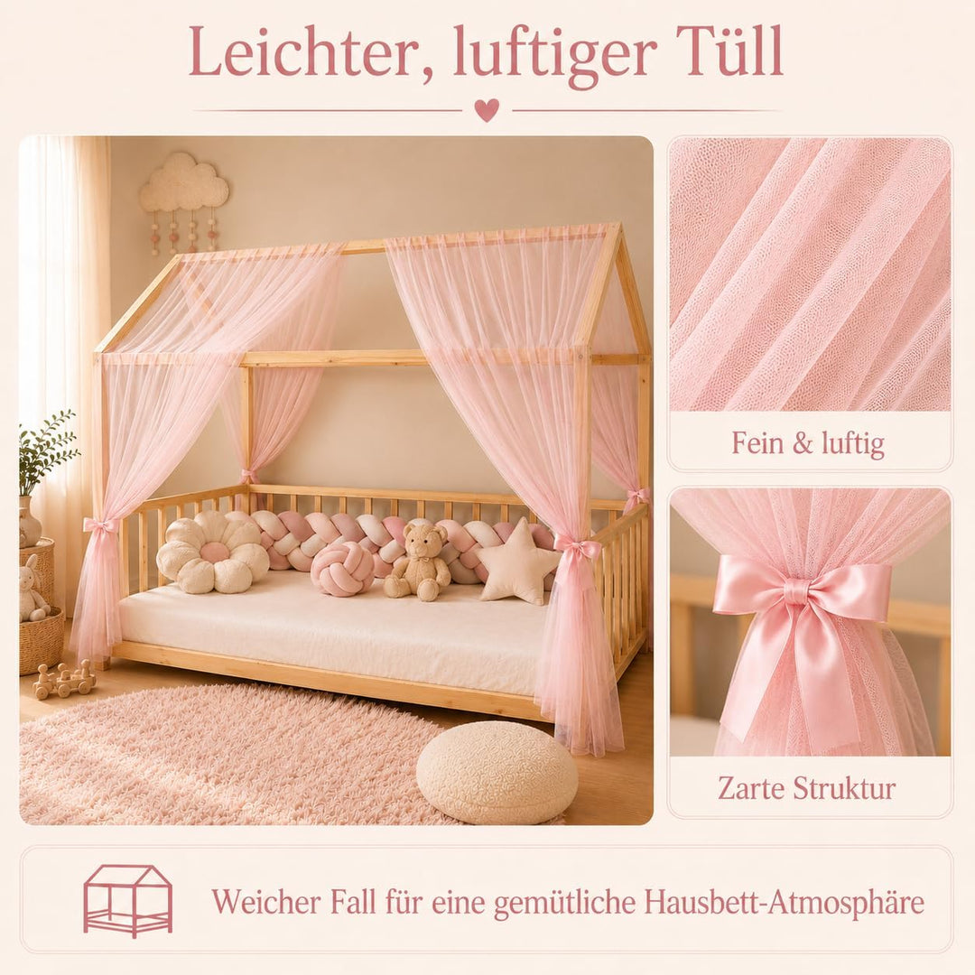 Baby Fancyroom Betthimmel für Hausbett Kinderbett, universell, Premium Tüll, 2-teilig, Hausbetthimme