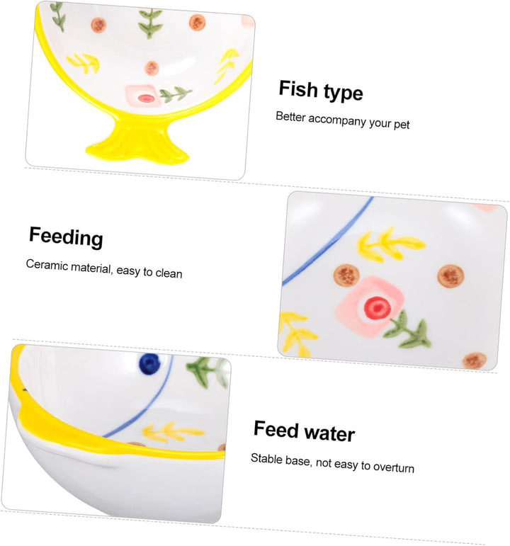 BESPORTBLE Keramik Katzennapf Fischform Mit Stabilem Bodendesign Erhöhtem Zervixschutz Für Futter Un
