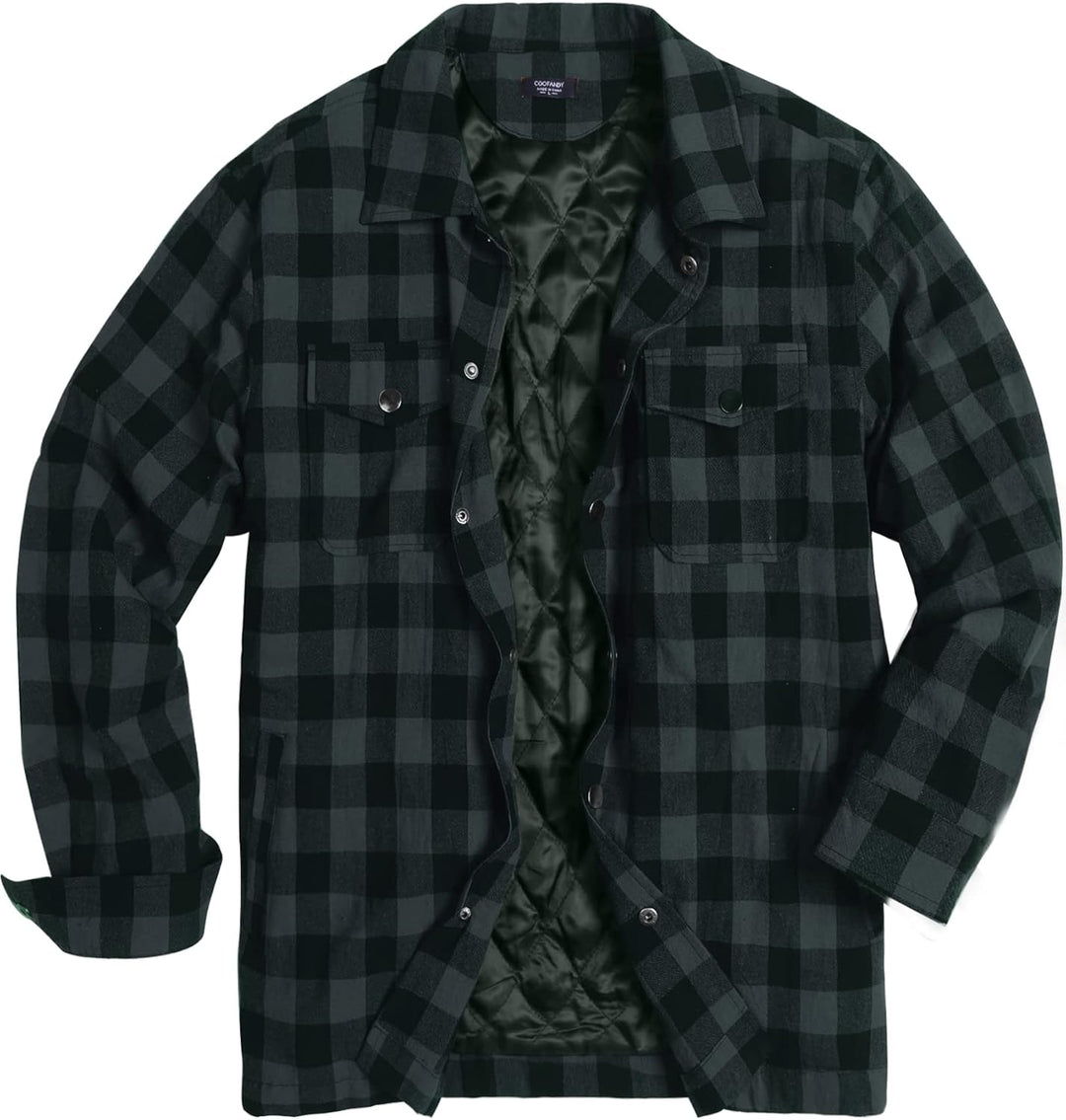 COOFANDY Herren Hemd Flanellhemd Kariert Gefüttert Holzfällerhemd Langarm Casual Button Down Winter