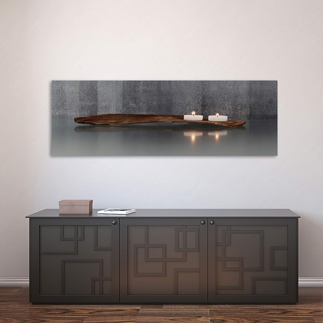 Feeby Bilder Kerzen Holz 150x50 cm Wohnzimmer Schlafzimmer Büro Flur Küche Wandbilder Modern Bild au