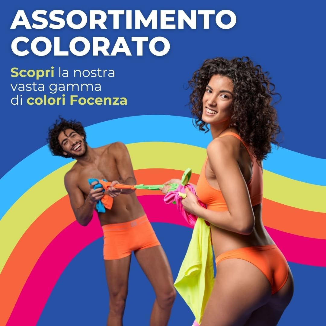 FOCENZA Sport-BH Top Gym Damen, Nahtlose Technologie, Made in Italy S-M Fluo Green – Fluo Orange – T