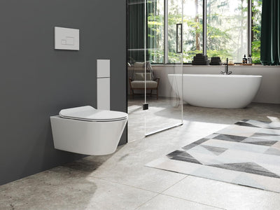 SSWW | Hänge-WC mit abnehmbaren WC-Sitz, weiss, spülrandlose Toilette, Nanobeschichtung & Absenkauto