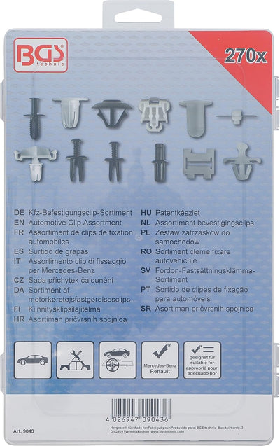 BGS 9043 | Kfz-Befestigungsclip-Sortiment für Mercedes-Benz | 270-tlg.