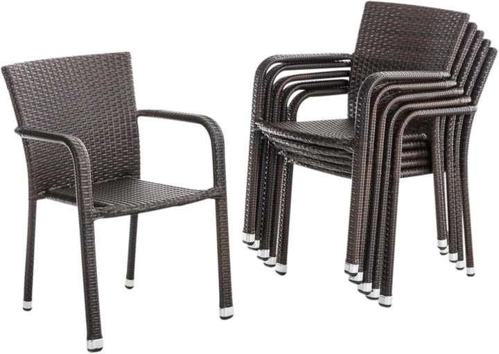 CLP Polyrattan-Gartenstühle Leonie I Pflegeleichte Outdoor-Stapelstühle I Wetterbeständige Gartenstü