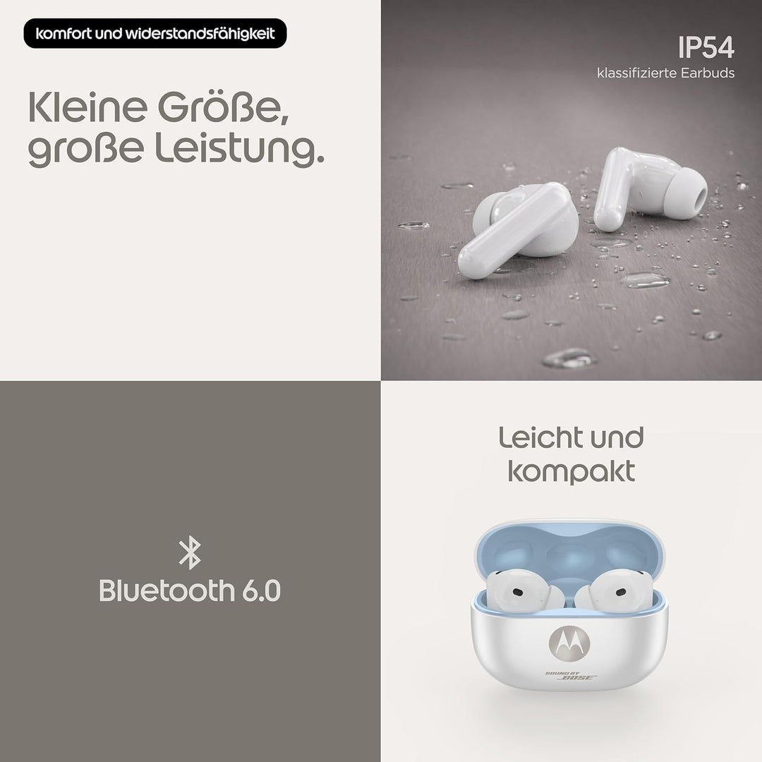 Motorola Moto Buds 2 Plus Sound by Bose (BT 6.0 Earbuds, multidimensionaler Sound, Dolby Head Tracki
