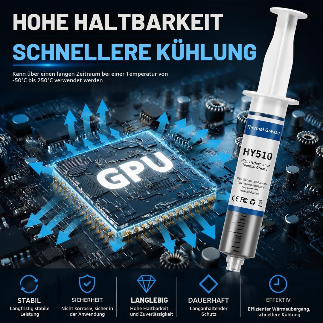 HY-510(100Gramm)> 1.9 W/m.K-CPU Wärmeleitpaste PC kühlpaste Leitpaste Thermal Paste für CPU GPU PC.,
