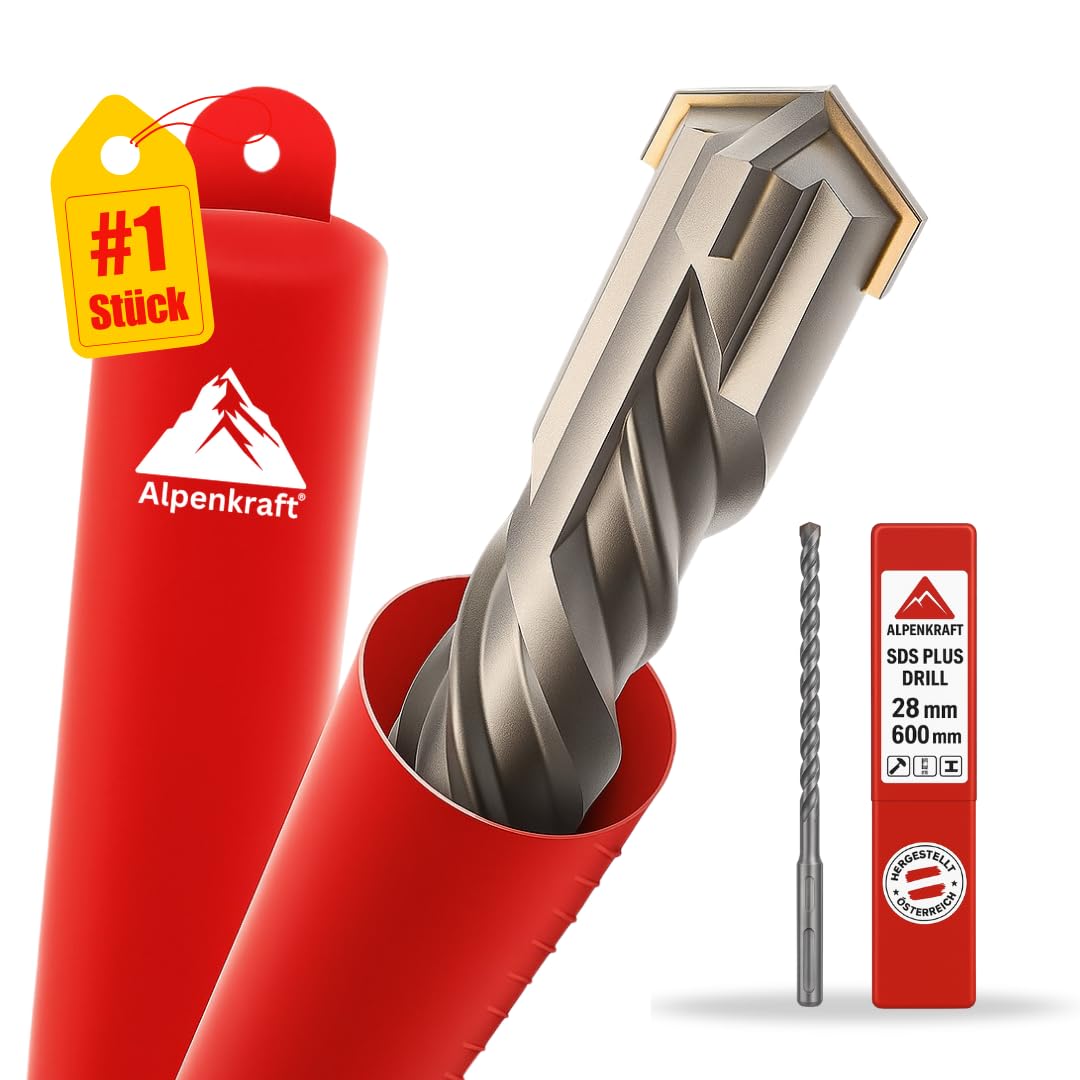 SDS Plus Bohrer Set (28 x 600 mm): Betonbohrer Kreuzschneide | Grössen Ø 20, 24, 25, 28, 32, 40, 50,