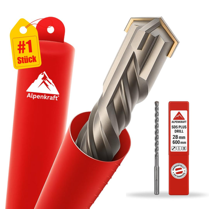 SDS Plus Bohrer Set (28 x 600 mm): Betonbohrer Kreuzschneide | Grössen Ø 20, 24, 25, 28, 32, 40, 50,