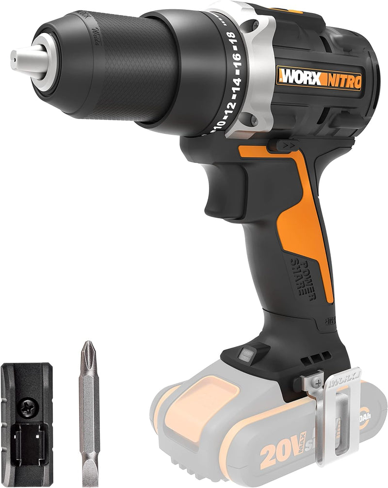 WORX WX102.9 Akku Bohrschrauber 20V – Bürstenloser Akkuschrauber - 60Nm, 2-Gang-Getriebe und LED-Lic