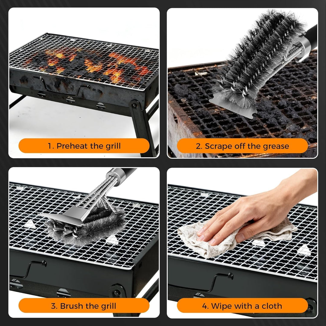 Grillbesteck Set, Premium BBQ Grill-Set mit Rollgrillkörben, Grillwerkzeugen und Reinigungsbürste |