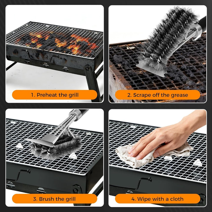 Grillbesteck Set, Premium BBQ Grill-Set mit Rollgrillkörben, Grillwerkzeugen und Reinigungsbürste |