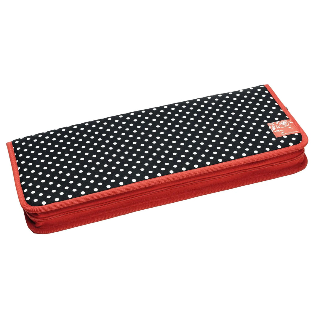Prym 612181 Stricknadeletui Polka Dots schwarz/weiss, Polyester, Black & White, 43x20x3 cm