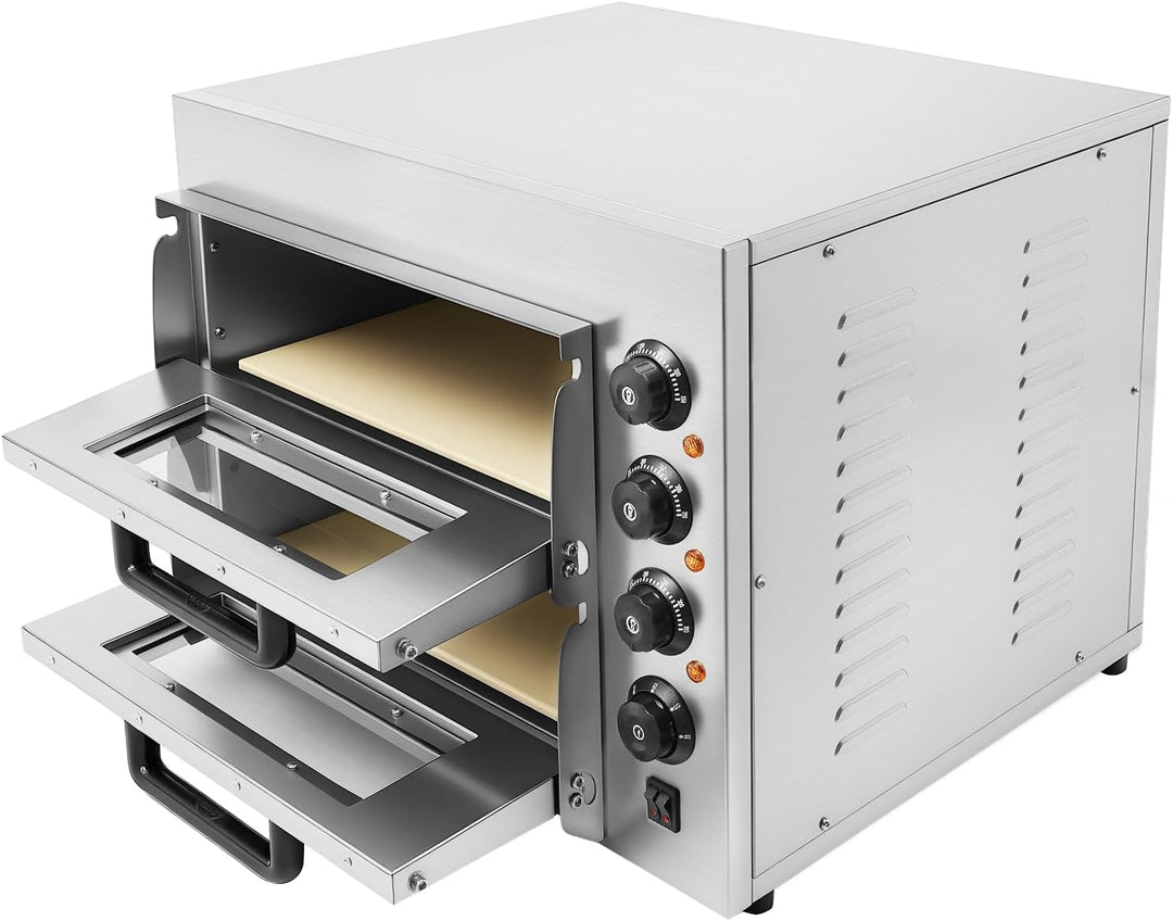 3000W Elektrischer Doppellagig Pizzabäcker | Gastro Pizzaofen Pizza Backofen | Kommerzieller Pizzaof