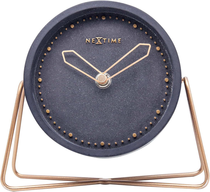 NeXtime 5204ZW Tischuhr CROSS TABLE, lautlos, rund, Stein / Metall, 17,5 x 15,5 cm