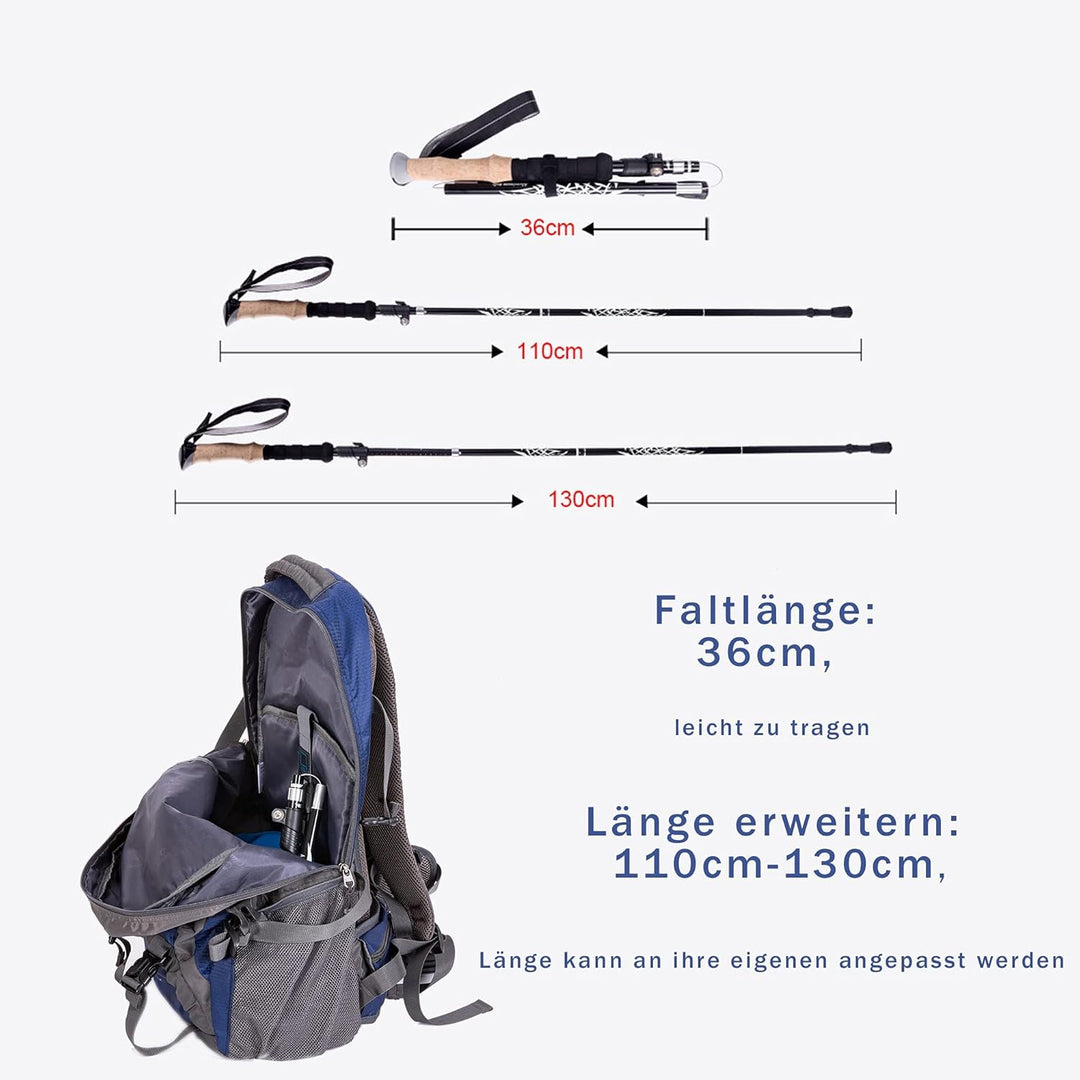 Wanderstöcke Trekkingstöcke Teleskop Nordic Walking Stöcke Damen Herren Verstellbar 110 130cm Wander