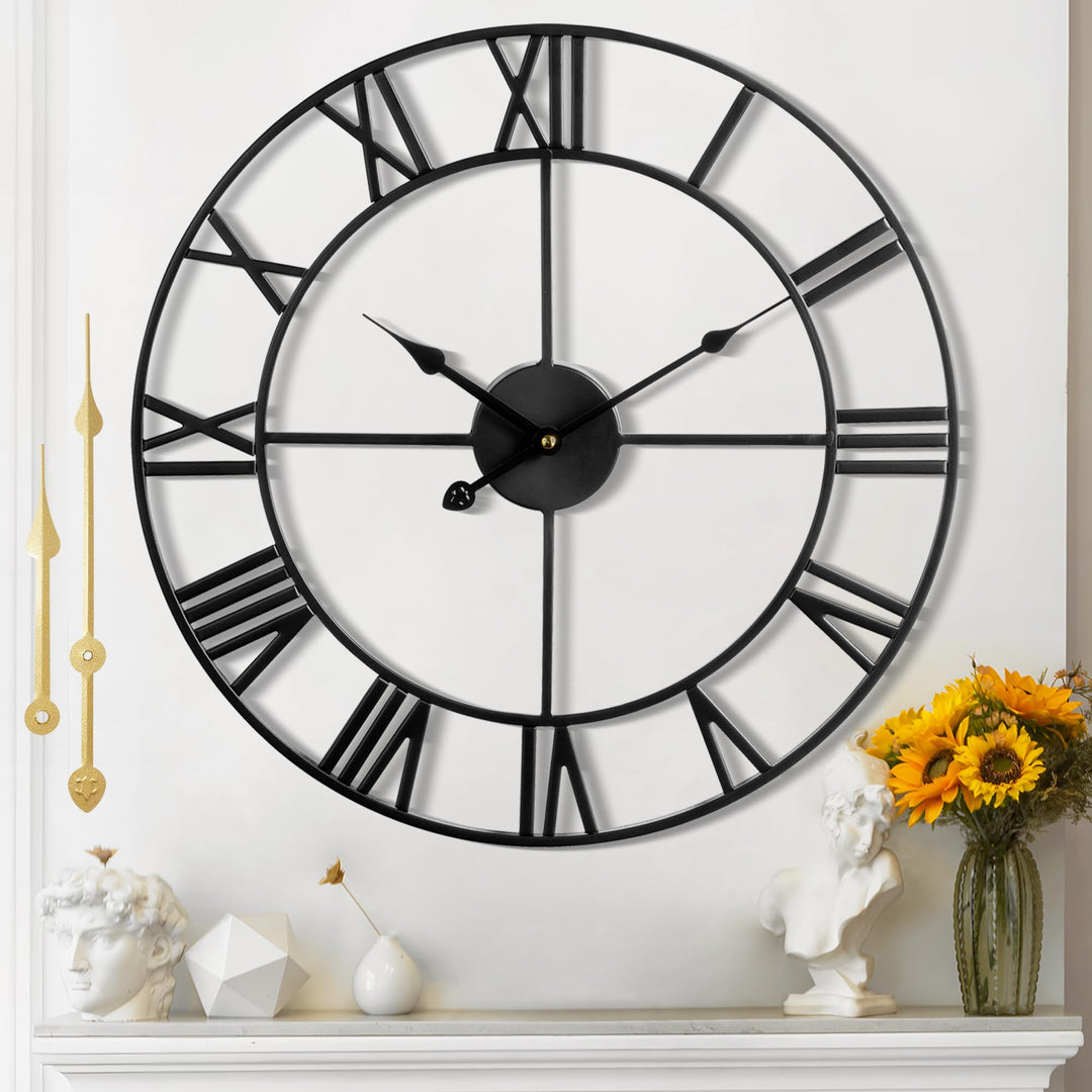 Mee 2ou Grosse Wanduhr Modern Nahezu Lautlos Ohne Tickgeräusche -80cm Durchmesser Römische Ziffern W