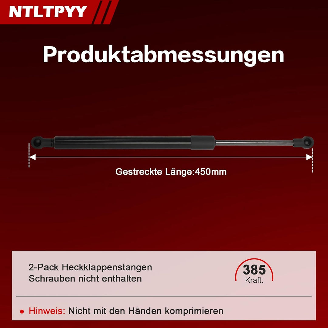 2pcs Gasdruckfeder kompatibel mit Renault Clio III 2005-2014, Exakte 385N Heckklappendämpfer für san