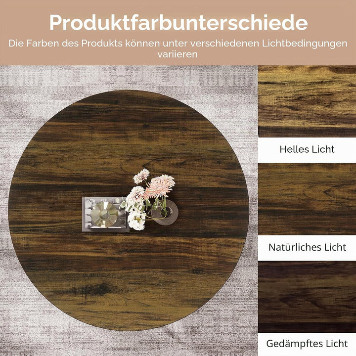 Tribesigns Runder Couchtisch, industrieller 2-stöckiger runder Couchtisch mit Ablagen, moderner 80,5