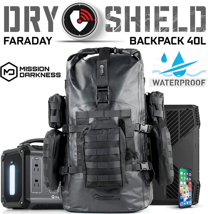 Mission Darkness Dry Shield Faraday Rucksack 40 Liter Fassungsvermögen // Wasserdichte taktische Tas