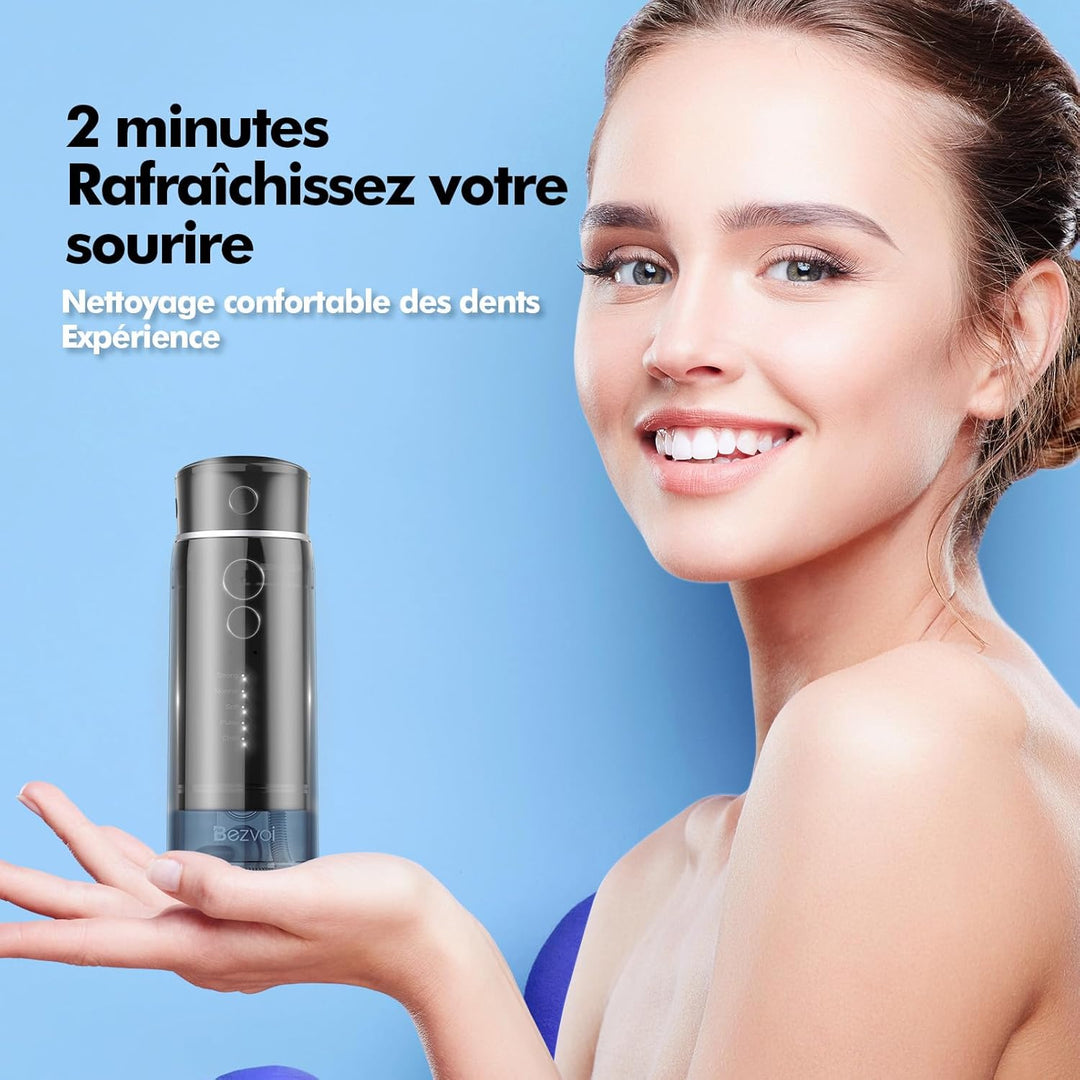 Reise Munddusche Kabellos Zahnreinigung: Oral Irrigator mit 5 Modi, 180ML Wassertank IPX7 Wasserdich