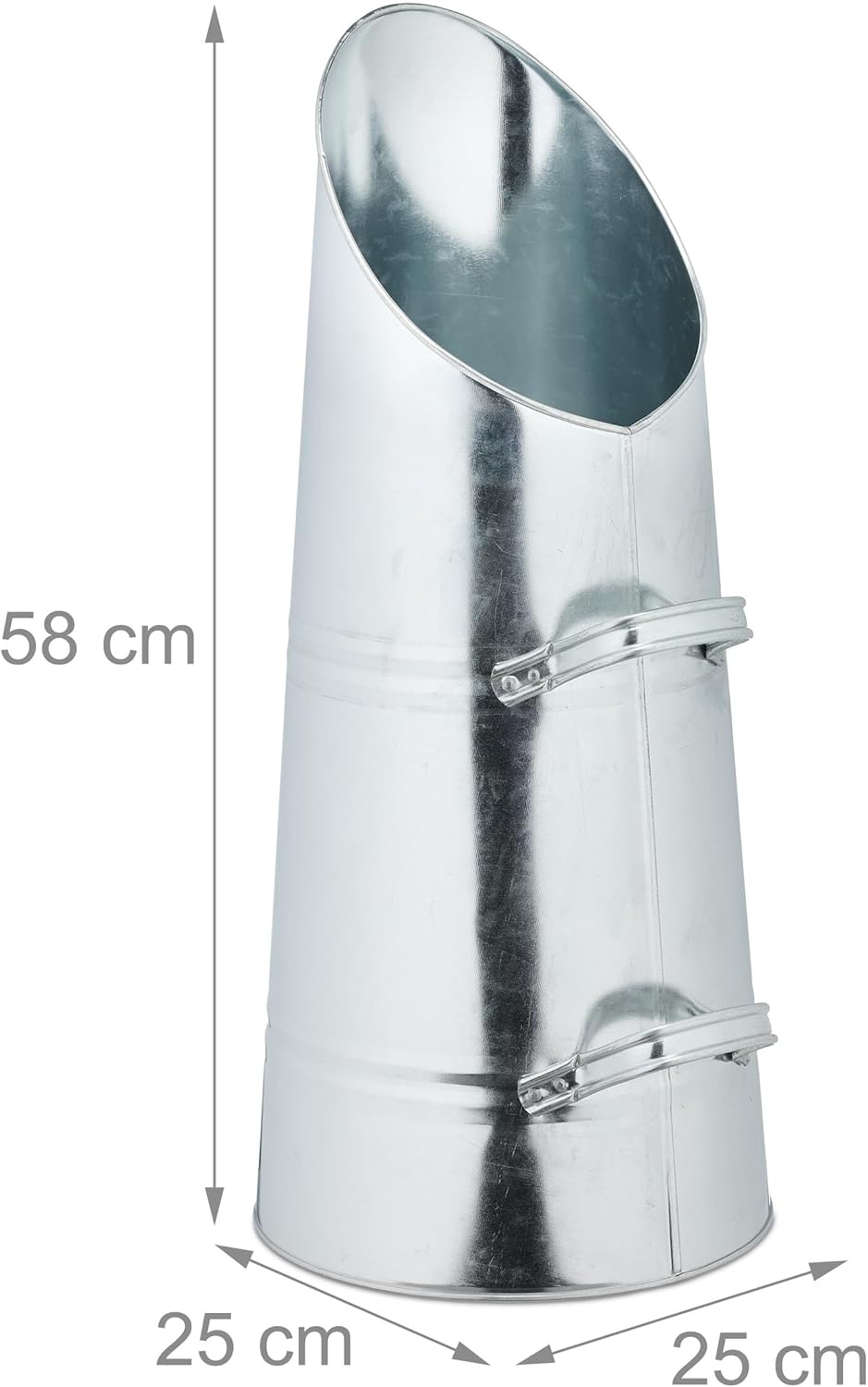 Relaxdays Kohlenschütte, 16 Liter, Eisen, Kohleeimer mit 2 Griffen, Pelletschütte zum Nachfüllen, Ka