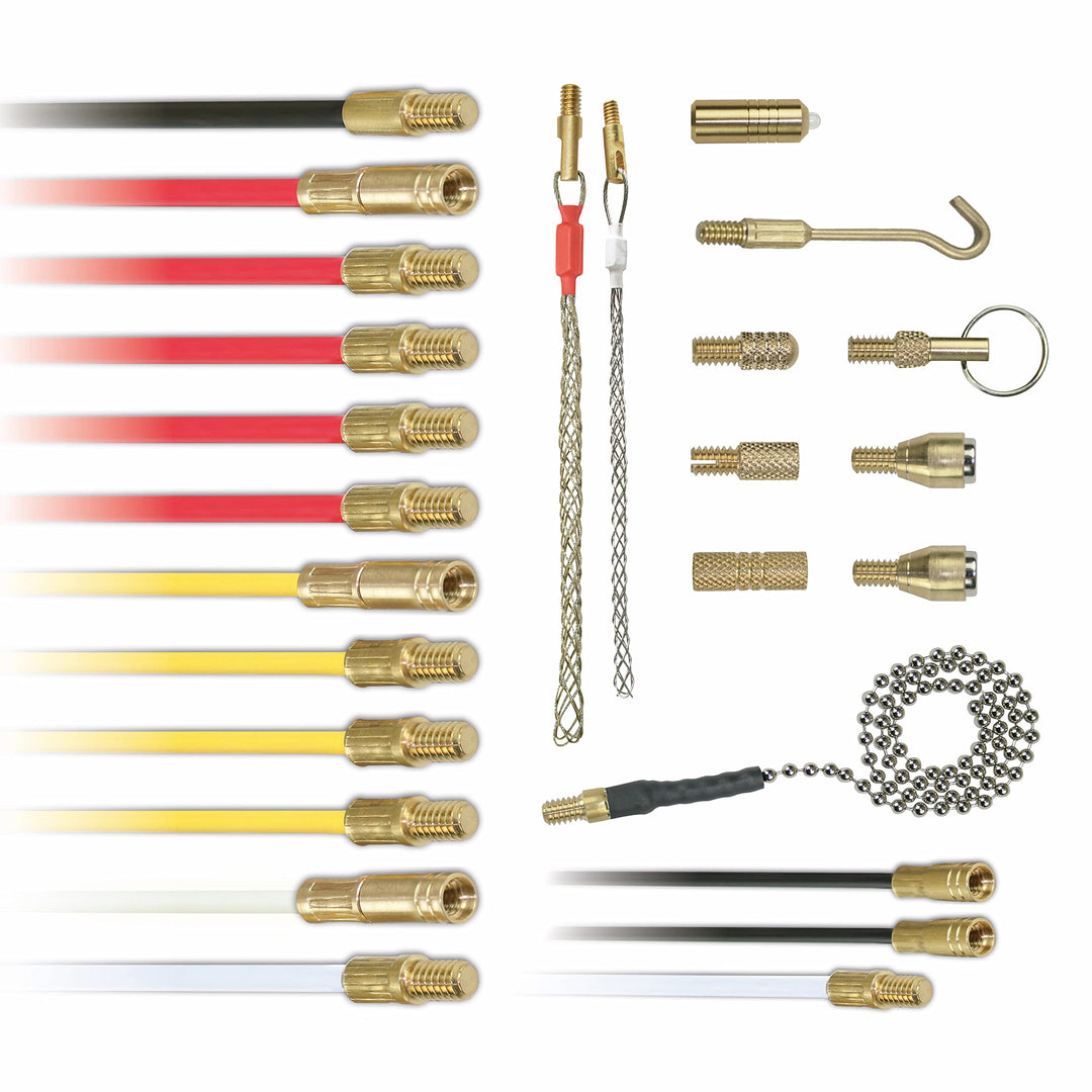 Super Rod CRSK12 Installations-Set für Kabel, mit 12-m-Kabel, 13 Werkzeuge zum Kabelverlegen Einzelb