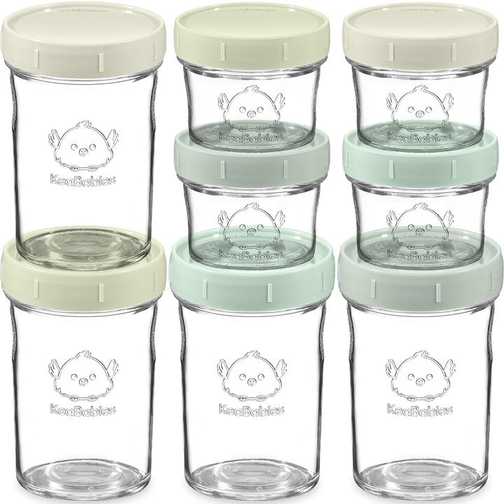 8-Pack Babybrei Einfrieren Behälter Glas - Beikost Baby Zubehör, Mikrowellen Babybrei Behälter, Leck