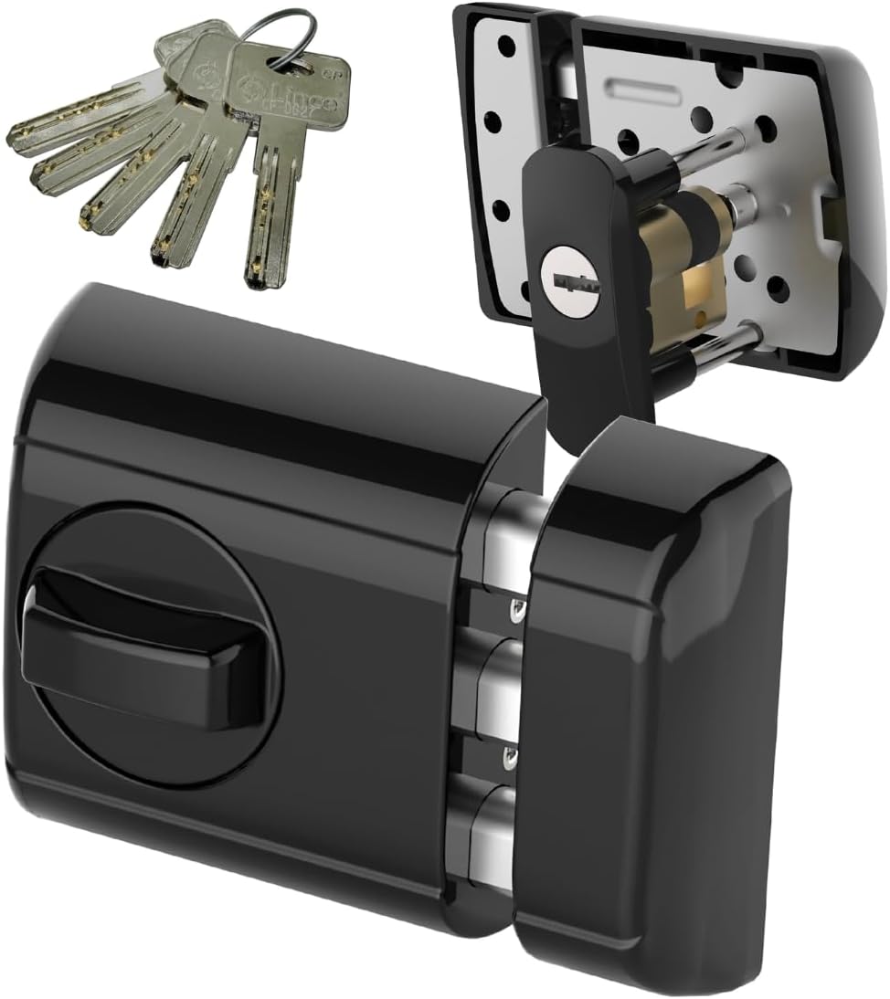Lince Sicherheitsschloss SOBREPONER S7-Speziell für Türen aus Aluminium und PVC, Schwarz, 0