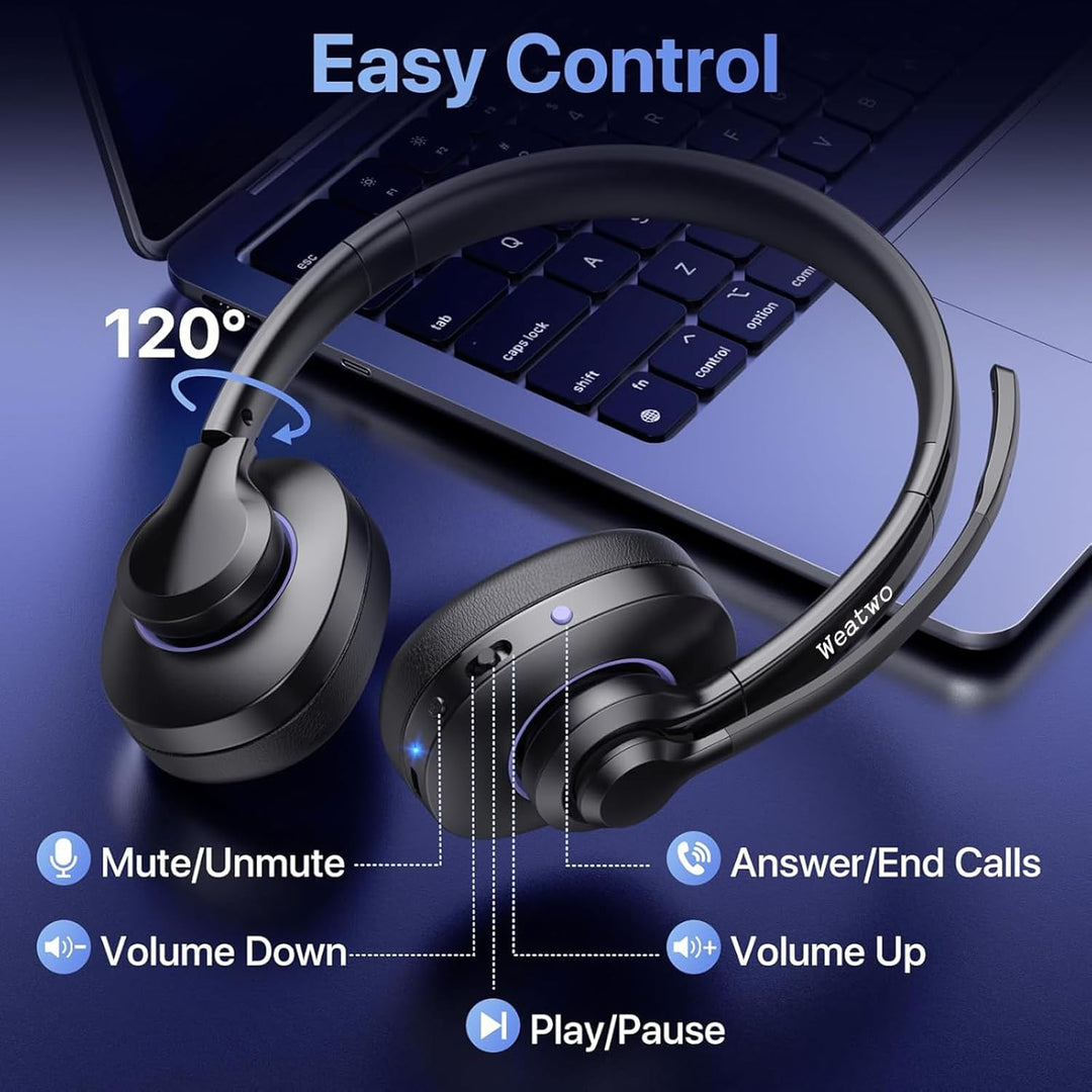 Bluetooth Headset Mit CVC8.0 Und ENC Dual Mikrofon Noise Cancelling, Wireless PC Mit Mikrofon, 30+ S
