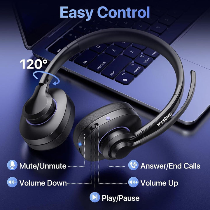 Bluetooth Headset Mit CVC8.0 Und ENC Dual Mikrofon Noise Cancelling, Wireless PC Mit Mikrofon, 30+ S