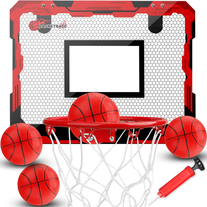 Indoor Basketballkorb Set mit 4 Bällen für Kinder Erwachsene, Basketball hängen an der Tür für Zimme