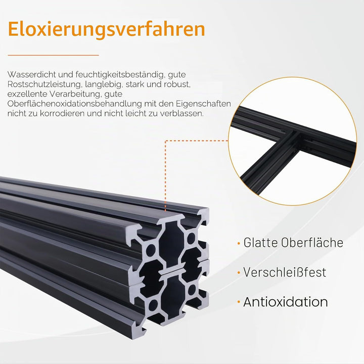CNCYEAH 2 Stück V Typ Systemprofile 2040 1000mm Aluminiumprofil Extrusions Eloxierte Linearschiene+2
