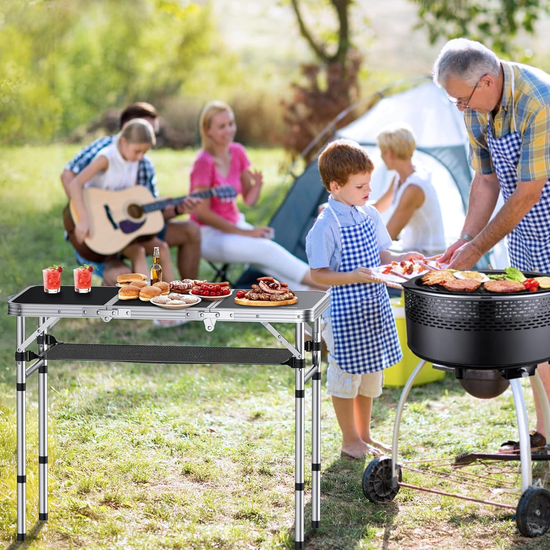 Anbte Klapptisch Faltbar 88x40cm (LxB) mit 3 Verstellbare Höhe, Tragbar Alu Outdoor/Indoor Koffertis
