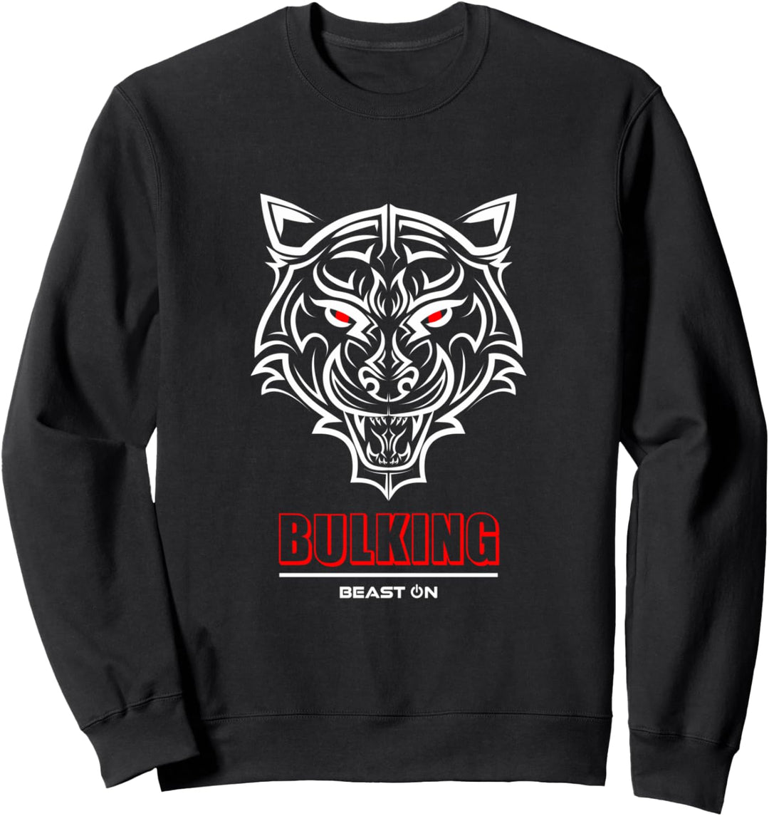 Tiger Kopf Bulking Rot Gym Workout Fitness Training Gains Sweatshirt