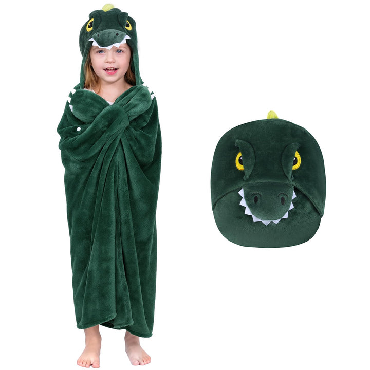 Flauschig Kuscheldecke Mit Ärmeln, Dinosaurier Tragbare Decke Sofa Decke Geschenk für Frauen Grün Di