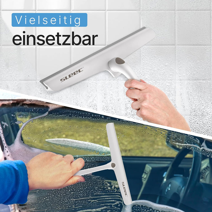 Revo Duschabzieher grau/weiss aus Kunststoff, Länge: 25-40cm I Hochwertiger Abzieher mit Klappgriff